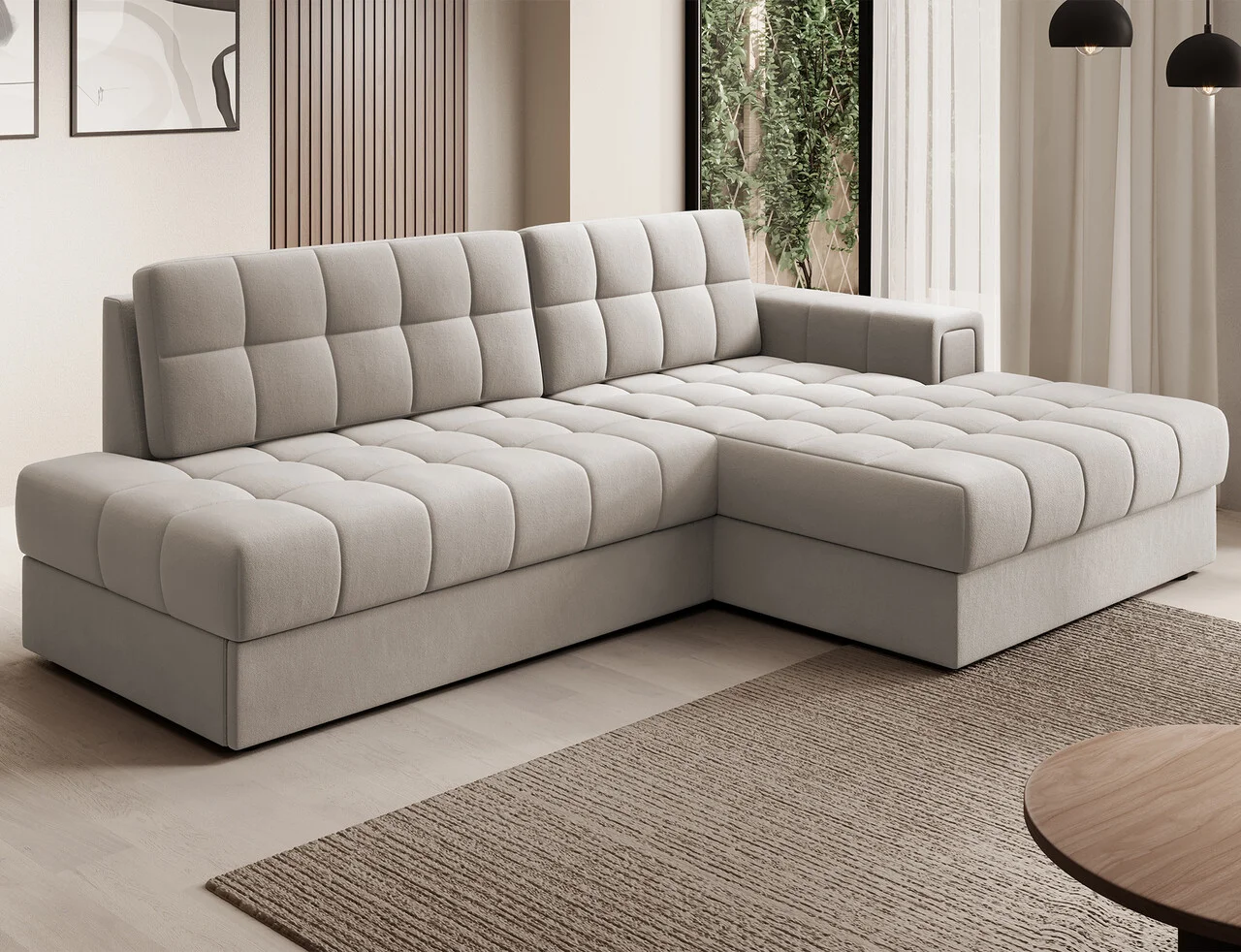 Coltar extensibil dreapta 3 locuri ELTAP, RT-18SO, Blezalt, 240x150x82 cm, lemn/poliester, bej deschis Coltar extensibil dreapta 3 locuri ELTAP, RT-18SO, Blezalt, 240x150x82 cm, lemn/poliester, bej deschis