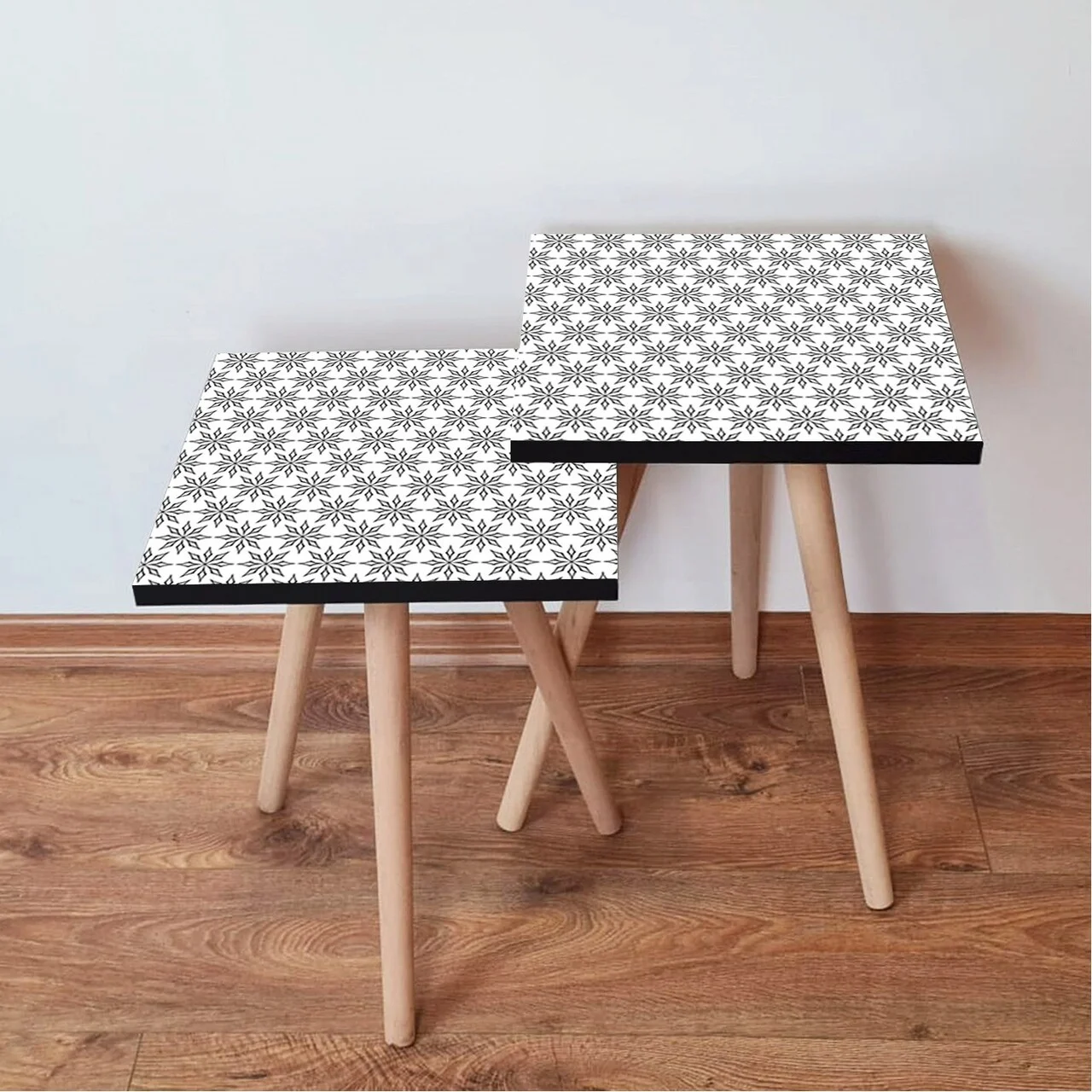 Set masute 2 piese, Hanah Home, 2Shp10, Alb/Negru Set masute 2 piese, Hanah Home, 2Shp10, Alb/Negru