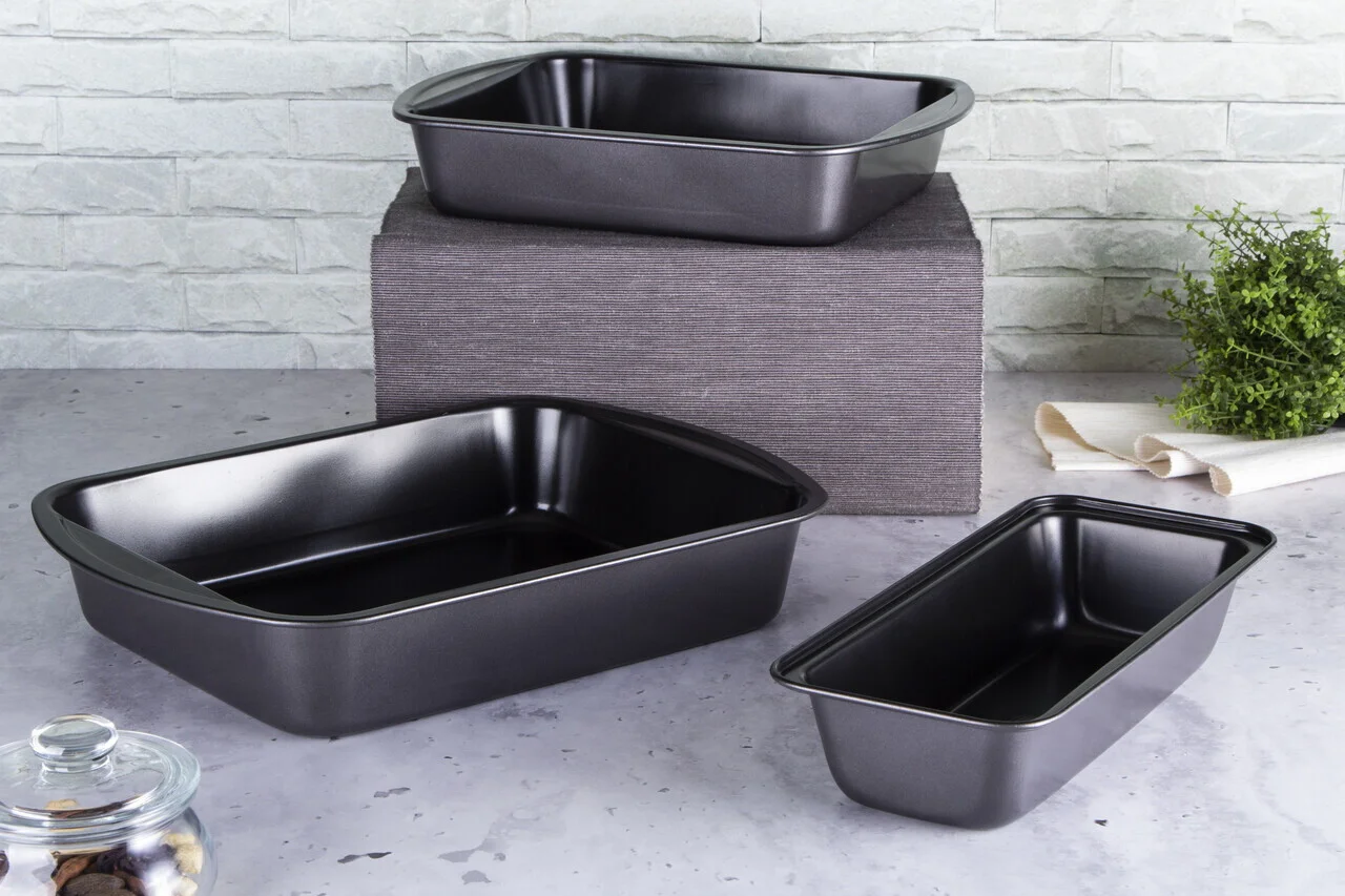Set 3 tavi pentru copt Berlinger Haus, Carbon Pro, otel carbon, gri inchis Set 3 tavi pentru copt Berlinger Haus, Carbon Pro, otel carbon, gri inchis