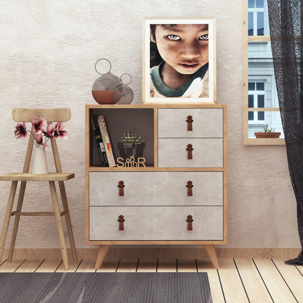 Dulap, Hanah Home, Witlof, 70x88.6x40 cm, Stejar / Alb Dulap, Hanah Home, Witlof, 70x88.6x40 cm, Stejar / Alb