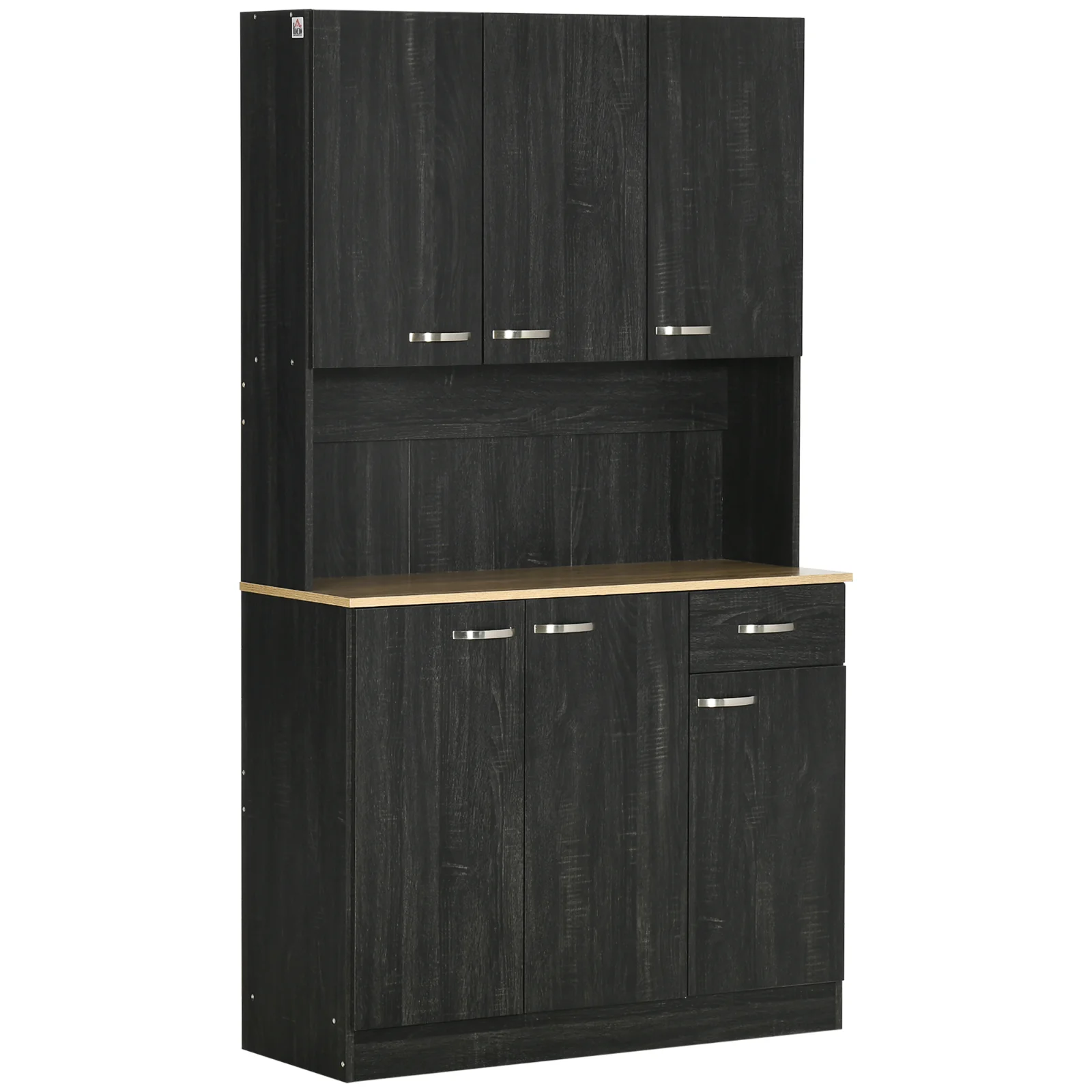 HOMCOM Bufet de Bucătărie cu Sertar și Blat, Uși și Rafturi Reglabile, 101x39x180 cm, Negru | Aosom Romania HOMCOM Bufet de Bucătărie cu Sertar și Blat, Uși și Rafturi Reglabile, 101x39x180 cm, Negru | Aosom Romania