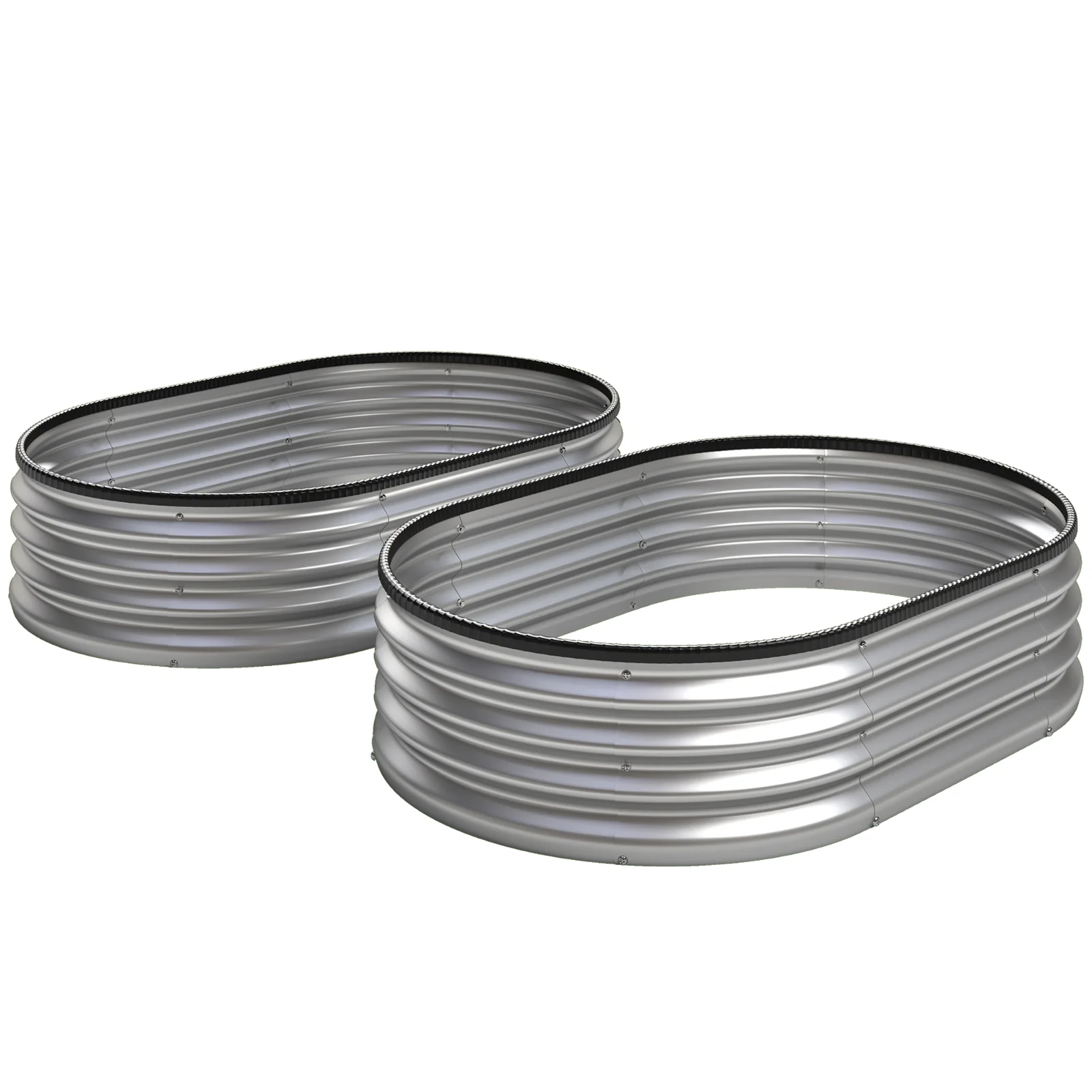 Outsunny Paturi înălțate metalice Set de 2 135 x 90 x 30 cm Paturi ovale cu bandă de cauciuc | Aosom Romania Outsunny Paturi înălțate metalice Set de 2 135 x 90 x 30 cm Paturi ovale cu bandă de cauciuc | Aosom Romania