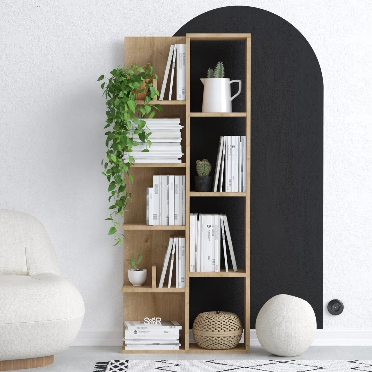 Biblioteca, Emerald, Lily, 60 x 150 x 18 cm, pal melaminat, stejar Biblioteca, Emerald, Lily, 60 x 150 x 18 cm, pal melaminat, stejar