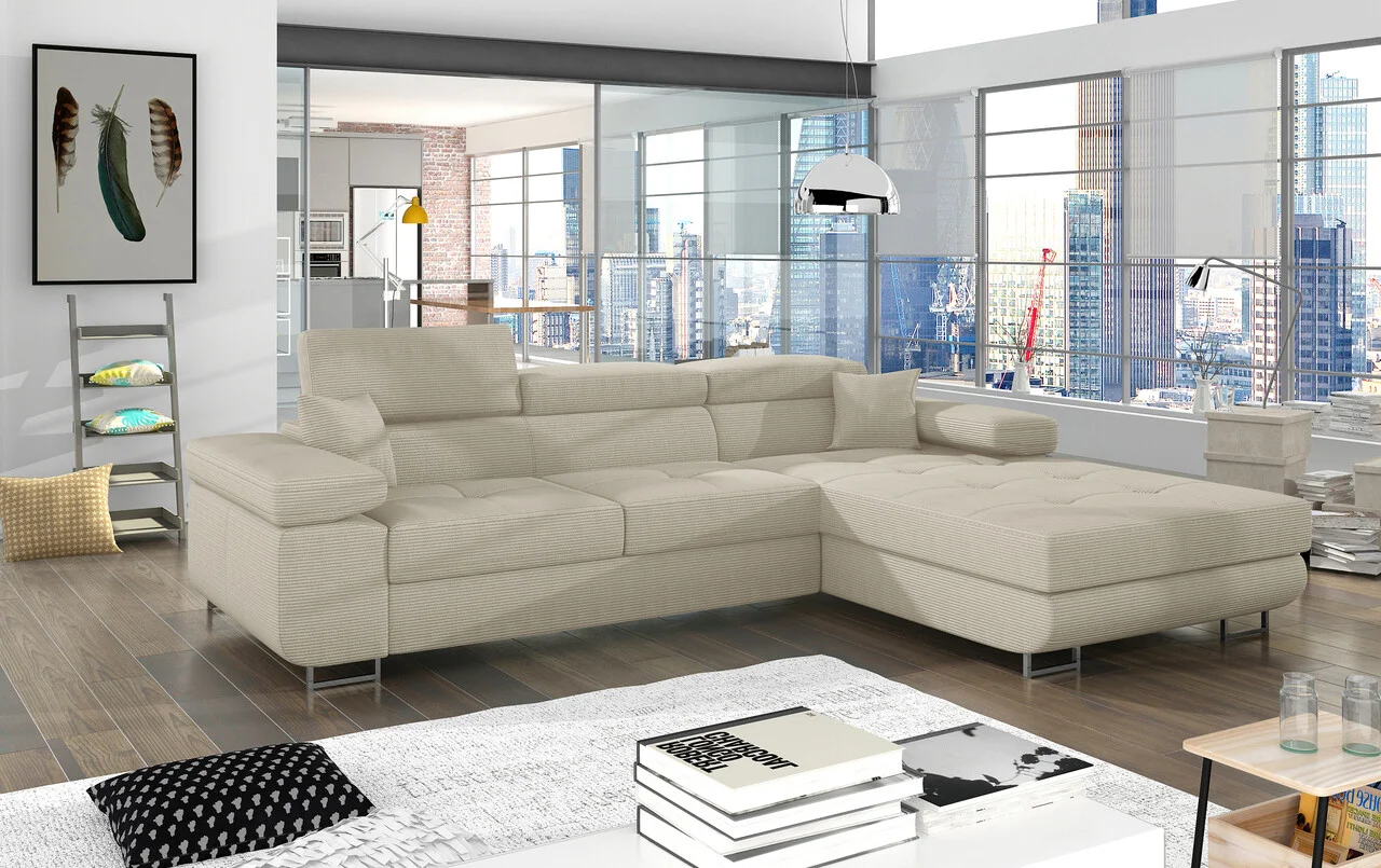 Coltar extensibil dreapta 4 locuri ELTAP, Armd-367, Armando, 289x203x85 cm, lemn/poliester, bej deschis Coltar extensibil dreapta 4 locuri ELTAP, Armd-367, Armando, 289x203x85 cm, lemn/poliester, bej deschis