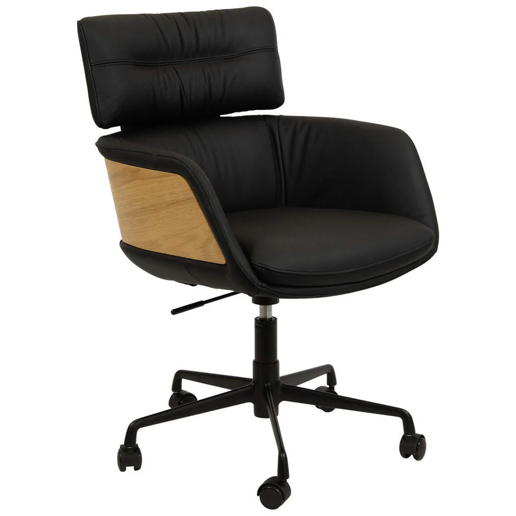 Scaun Rotativ, negru, culoare lemn stejar Scaun Rotativ, negru, culoare lemn stejar