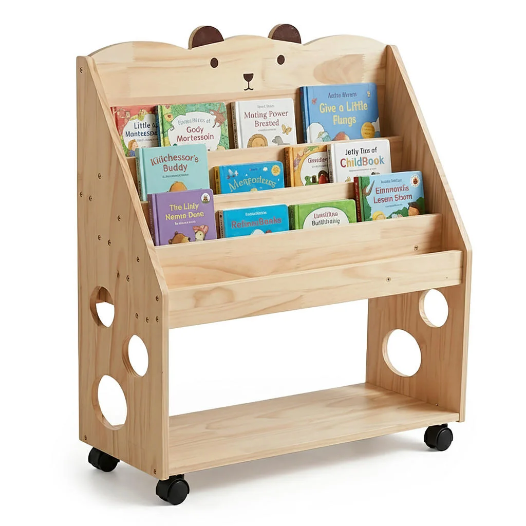 BIBLIOTECĂ natur copii cu roți tablă de cretă 85 cm BIBLIOTECĂ natur copii cu roți tablă de cretă 85 cm