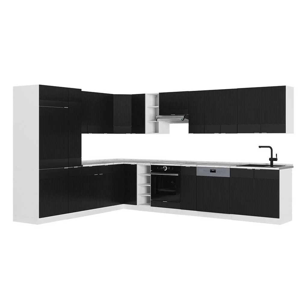 BUCĂTĂRIE DE COLȚ Fame-Line, dungi negre/Alb, 347 x 257 cm, AP Marmură BUCĂTĂRIE DE COLȚ Fame-Line, dungi negre/Alb, 347 x 257 cm, AP Marmură