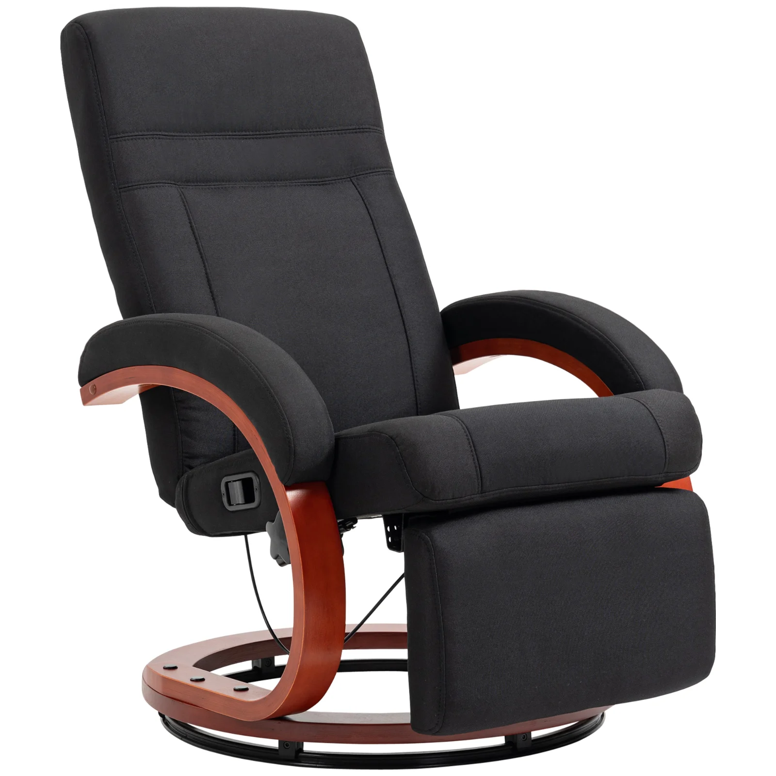 HOMCOM Fotoliu relax cu funcție de înclinare, fotoliu TV cu spătar înalt, cotiere ergonomice, suport picioare, bază din lemn, aspect in | Aosom Romania HOMCOM Fotoliu relax cu funcție de înclinare, fotoliu TV cu spătar înalt, cotiere ergonomice, suport picioare, bază din lemn, aspect in | Aosom Romania