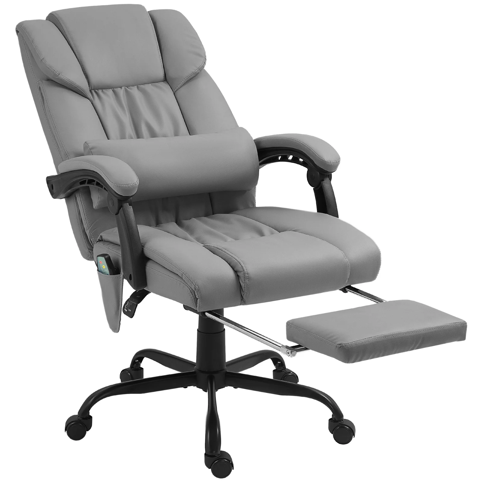 Vinsetto Fotoliu Reglabil pe Înălțime cu Tetieră și Suport pentru Picioare din Piele Artificială, 66x75x112-122 cm, Gri | Aosom Romania Vinsetto Fotoliu Reglabil pe Înălțime cu Tetieră și Suport pentru Picioare din Piele Artificială, 66x75x112-122 cm, Gri | Aosom Romania