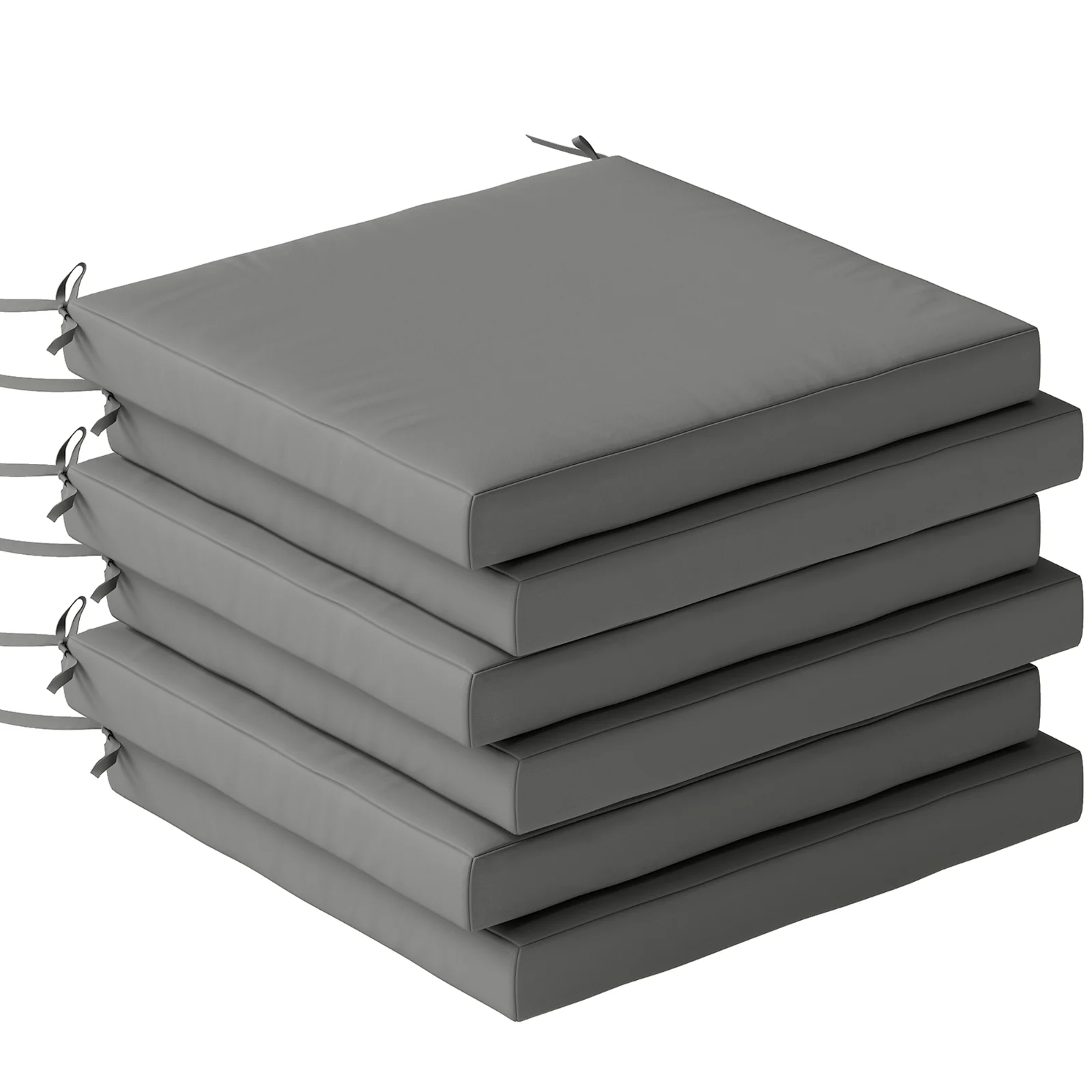 Outsunny Set pernuțe pentru scaune de sufragerie 46x42x7 cm 6 piese cu husă lavabilă și benzi hidrofug anti-UV Gri închis | Aosom Romania Outsunny Set pernuțe pentru scaune de sufragerie 46x42x7 cm 6 piese cu husă lavabilă și benzi hidrofug anti-UV Gri închis | Aosom Romania