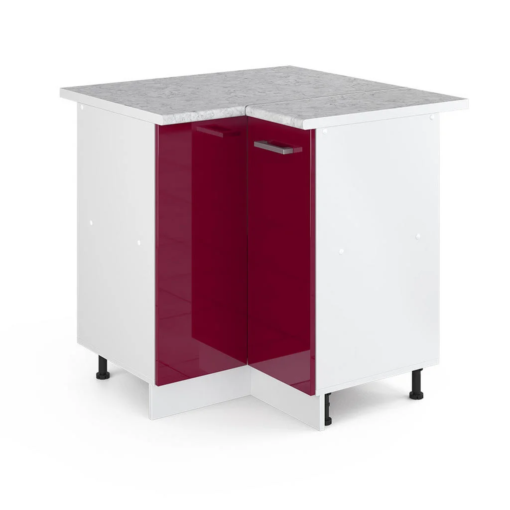 DULAP DE COLȚ PENTRU ARTICOLE DE UZ CASNIC R-Line Bordeaux lucios ridicat 75.6 cm cu usa, cu blat DULAP DE COLȚ PENTRU ARTICOLE DE UZ CASNIC R-Line Bordeaux lucios ridicat 75.6 cm cu usa, cu blat
