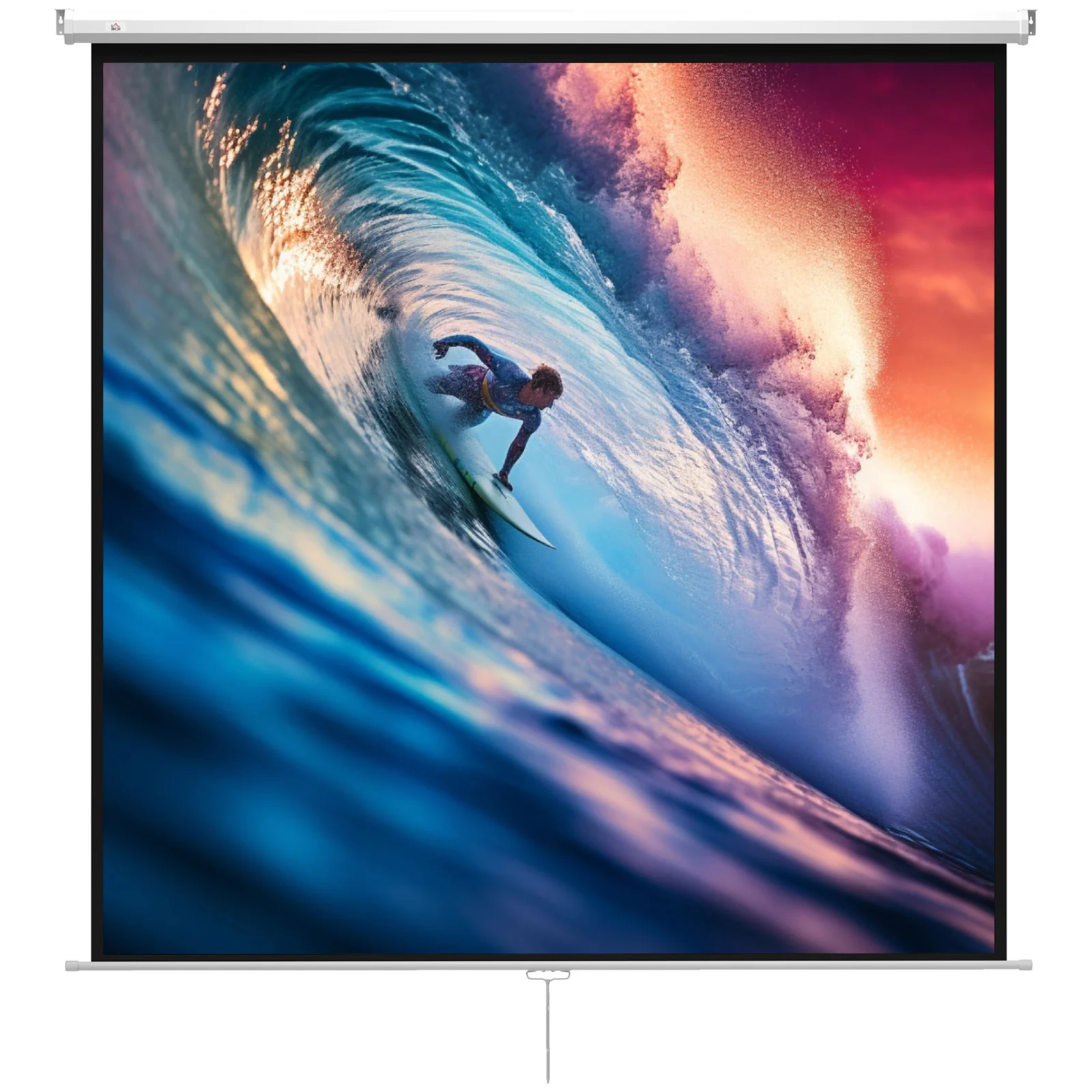 HOMCOM Ecran de Proiecție 120 Inch Format 1:1, Ecran Rulabil cu Unghi de 160° și Montare pe Tavan sau Perete, 223x8x223 cm, Alb | Aosom Romania HOMCOM Ecran de Proiecție 120 Inch Format 1:1, Ecran Rulabil cu Unghi de 160° și Montare pe Tavan sau Perete, 223x8x223 cm, Alb | Aosom Romania