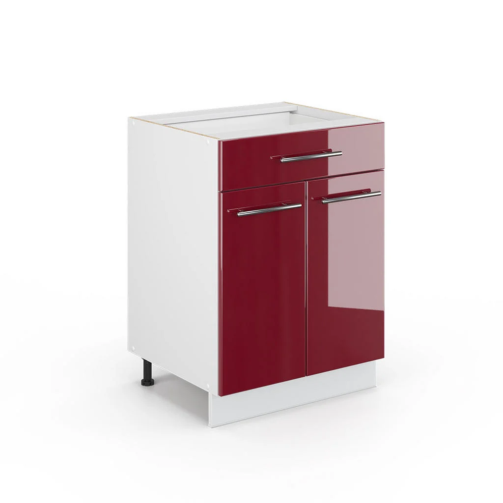 DULAP BAIE Fame-Line Bordeaux lucios ridicat 60x82 cm cu sertar, fara blat DULAP BAIE Fame-Line Bordeaux lucios ridicat 60x82 cm cu sertar, fara blat