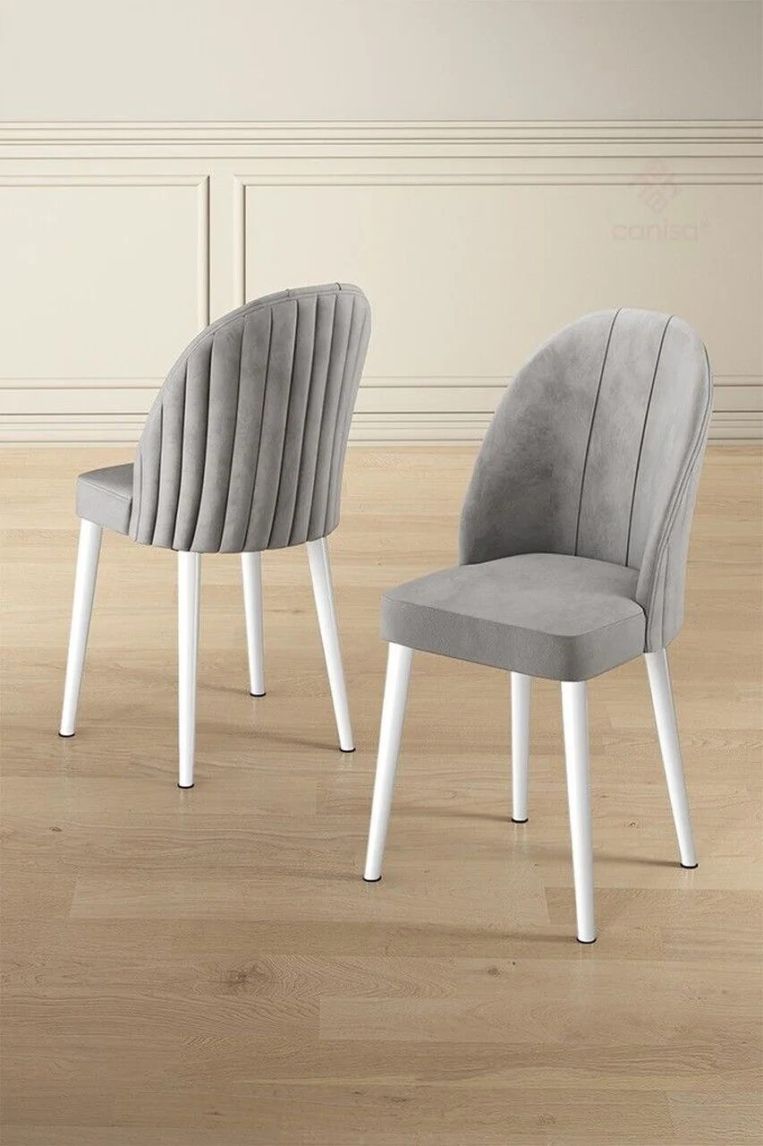 Set scaune 2 piese, Hanah Home, Mara, Gri/Alb Set scaune 2 piese, Hanah Home, Mara, Gri/Alb