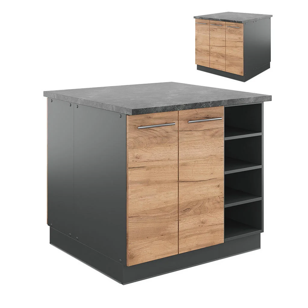 INSULA DE BUCĂTĂRIE Fame-Line Stejar Goldkraft/antracit 90 cm fara blat INSULA DE BUCĂTĂRIE Fame-Line Stejar Goldkraft/antracit 90 cm fara blat