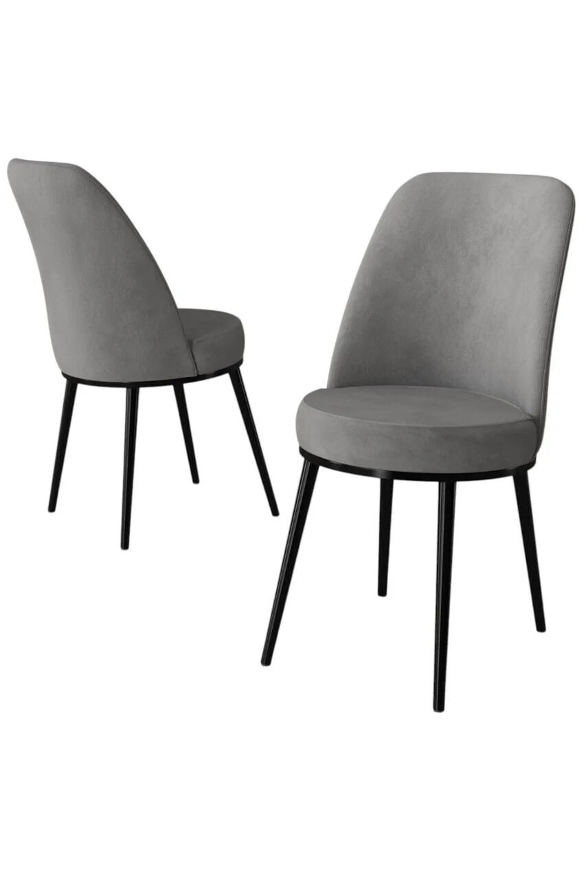 Set scaune 4 piese, Hanah Home, Jaxe, Gri/Negru Set scaune 4 piese, Hanah Home, Jaxe, Gri/Negru