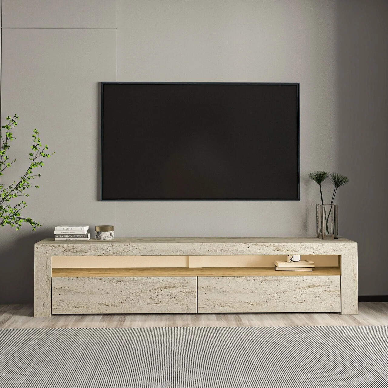 Comoda TV, Hanah Home, Batı, 150x46.8x36.8 cm, PAL, Travertin Comoda TV, Hanah Home, Batı, 150x46.8x36.8 cm, PAL, Travertin