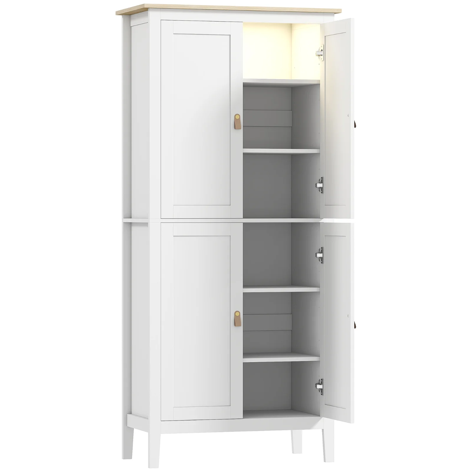 HOMCOM Bufet Înalt de Bucătărie 177 cm, Dulap cu Lumină LED, Reglabil în 3 Culori, Rafturi Ajustabile, Alb | Aosom Romania HOMCOM Bufet Înalt de Bucătărie 177 cm, Dulap cu Lumină LED, Reglabil în 3 Culori, Rafturi Ajustabile, Alb | Aosom Romania