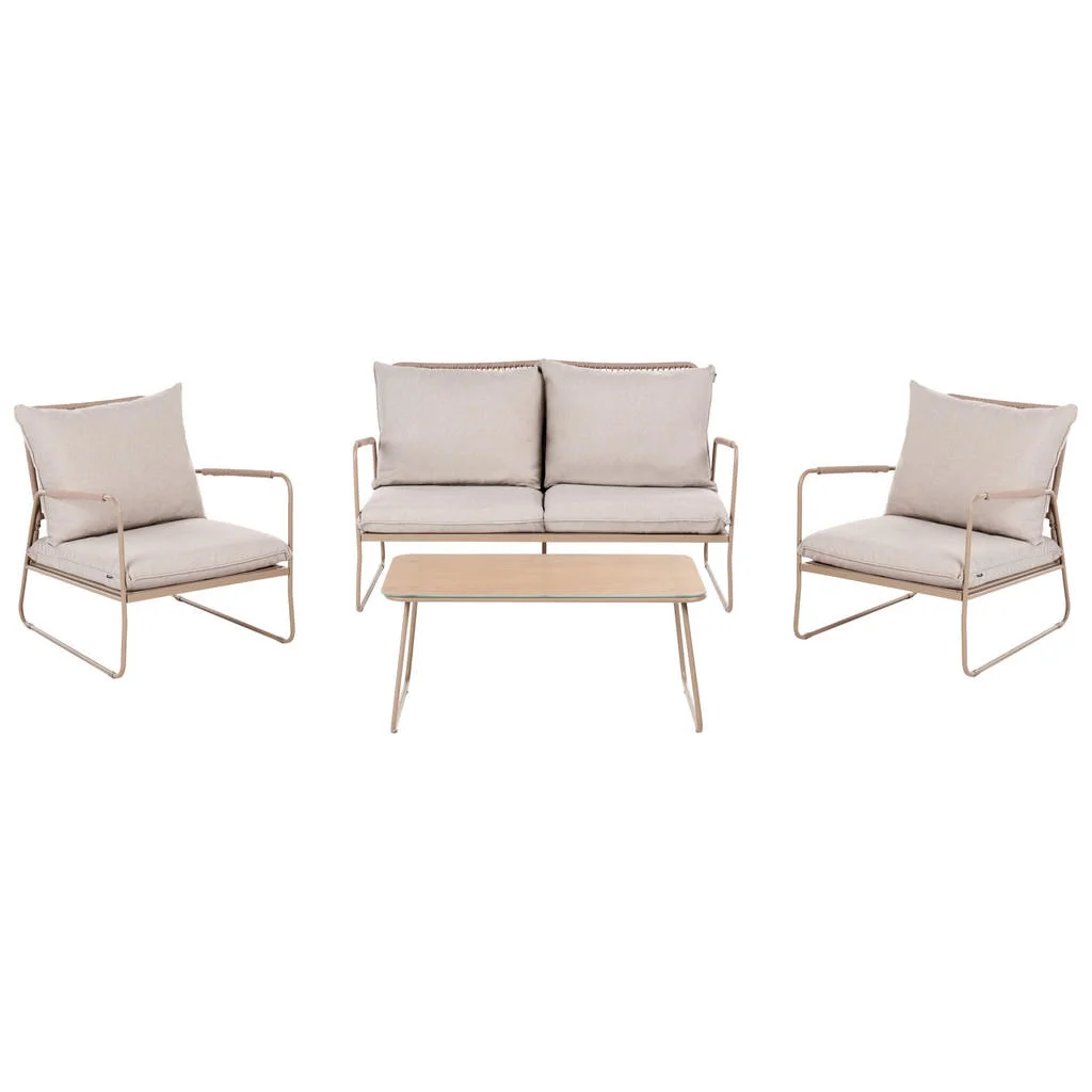 SET LOUNGE cu masă cu 4 locuri metal bej Acceglio SET LOUNGE cu masă cu 4 locuri metal bej Acceglio