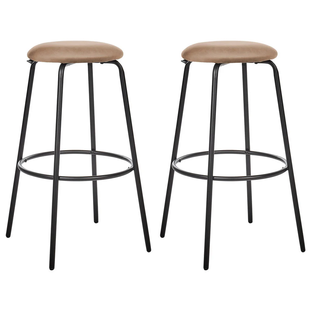SCAUN DE BAR set de 2 catifea maro deschis Morton SCAUN DE BAR set de 2 catifea maro deschis Morton