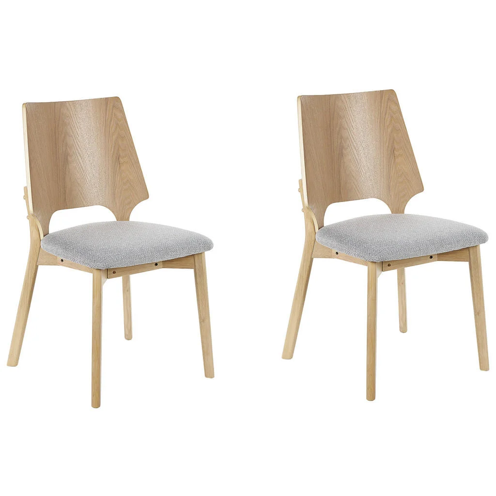 SCAUN DE BUCĂTĂRIE set de 2 material lemnos deschisă nuanță de lemn/gri deschis Abee SCAUN DE BUCĂTĂRIE set de 2 material lemnos deschisă nuanță de lemn/gri deschis Abee