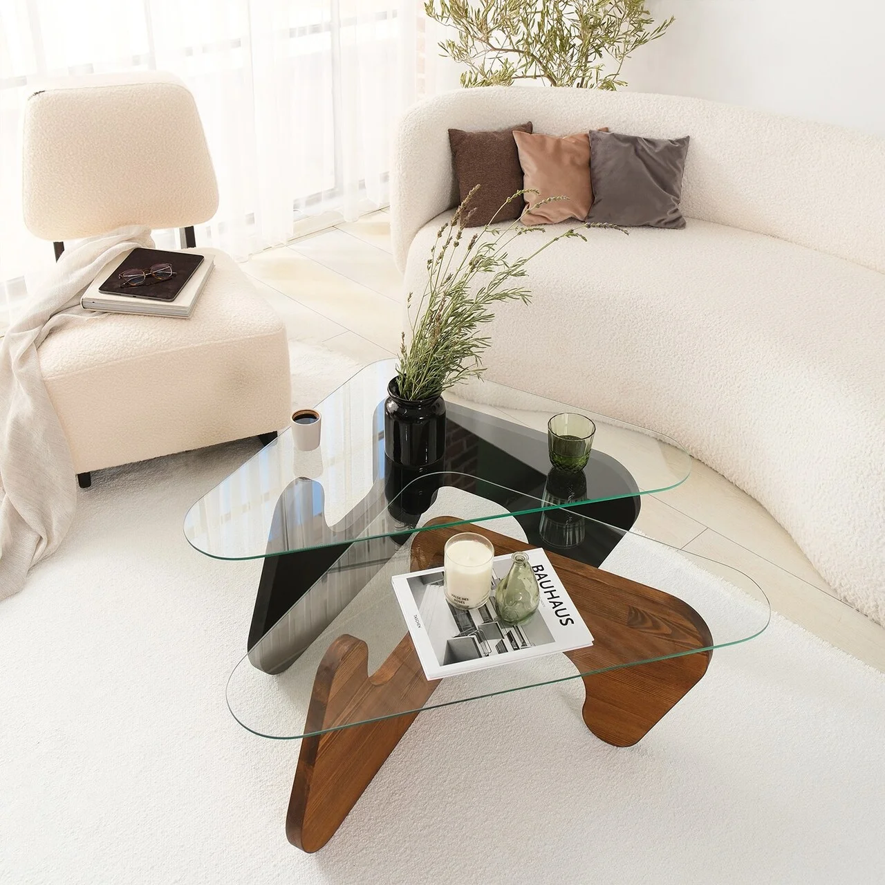 Set masute 2 piese, Hanah Home, Freya, Negru / Castaniu Set masute 2 piese, Hanah Home, Freya, Negru / Castaniu