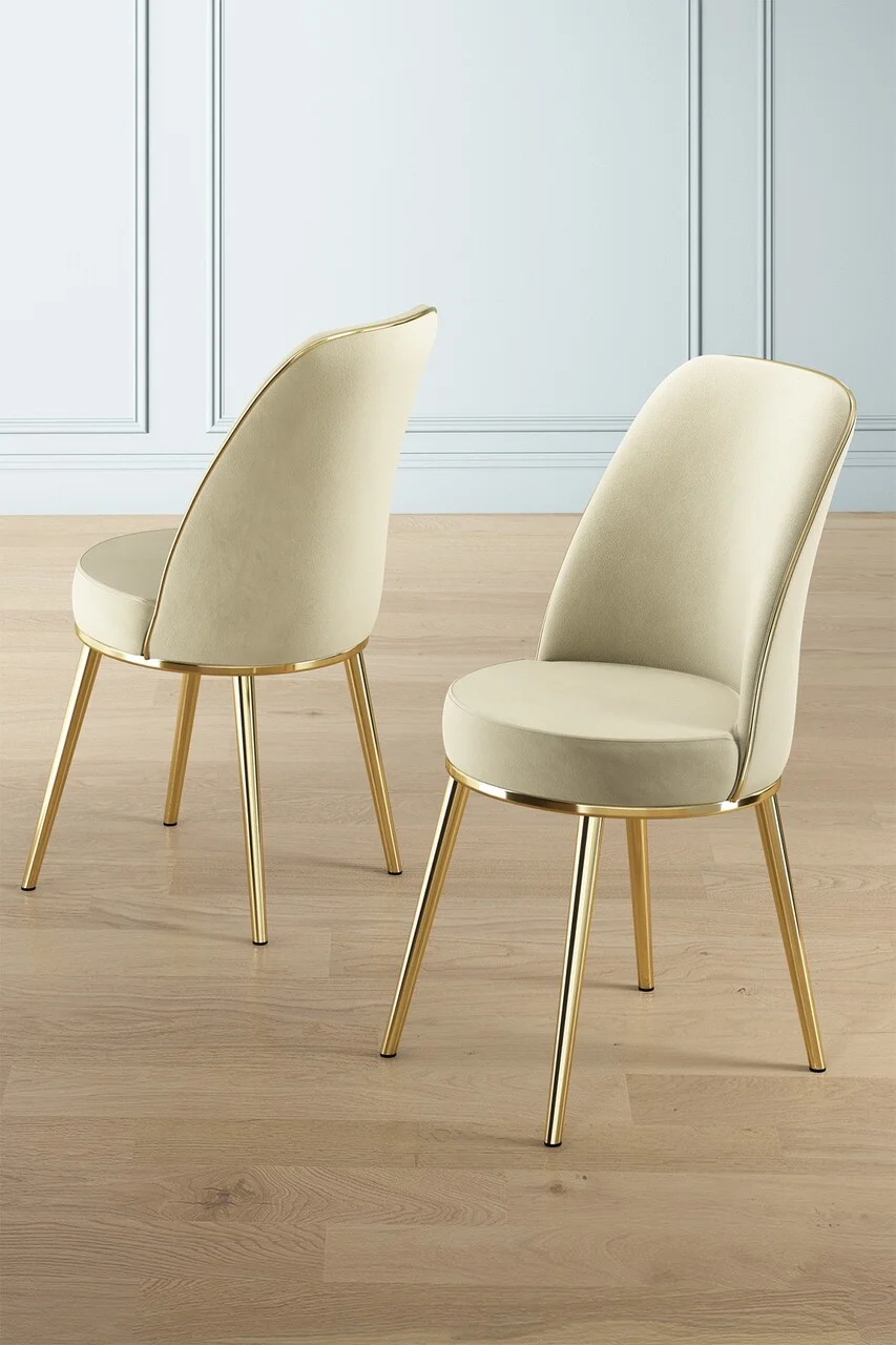 Set scaune 2 piese, Hanah Home, Pefa, Crem / Aur Set scaune 2 piese, Hanah Home, Pefa, Crem / Aur