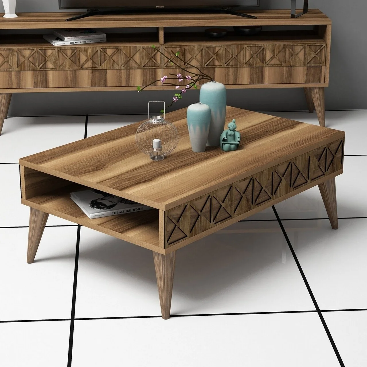 Masuta de cafea Line Walnut, Hommy Craft, 90x60x34,6 cm, aluna Masuta de cafea Line Walnut, Hommy Craft, 90x60x34,6 cm, aluna