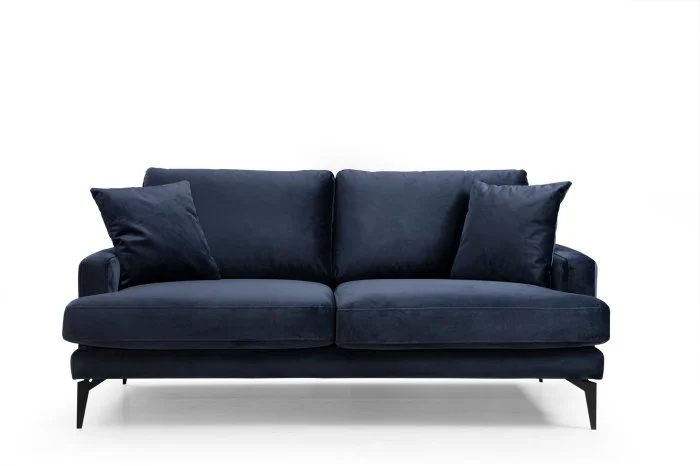 Canapea fixa PAPIRA, 2 locuri, albastru marin, 175x90x88 cm