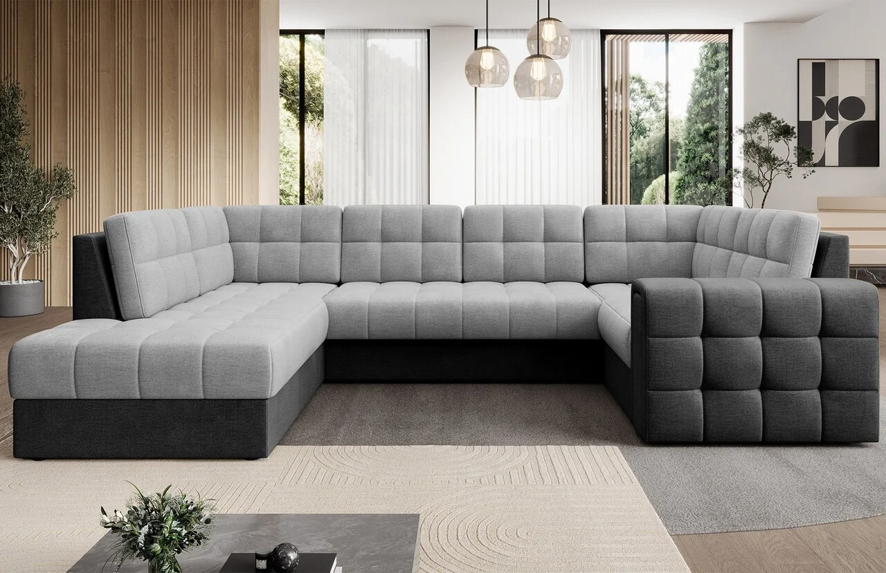 Coltar extensibil stanga 5 locuri ELTAP, LT-84MO-97MO, Blewett, 299x198x82 cm, lemn/poliester, gri deschis/gri inchis Coltar extensibil stanga 5 locuri ELTAP, LT-84MO-97MO, Blewett, 299x198x82 cm, lemn/poliester, gri deschis/gri inchis