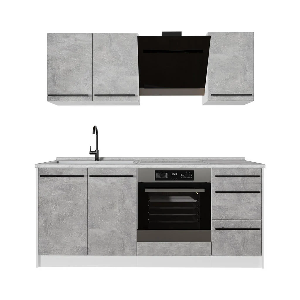 BUCATARIE SINGLE R-Line, beton/Alb, 180 cm, AP Marmură BUCATARIE SINGLE R-Line, beton/Alb, 180 cm, AP Marmură