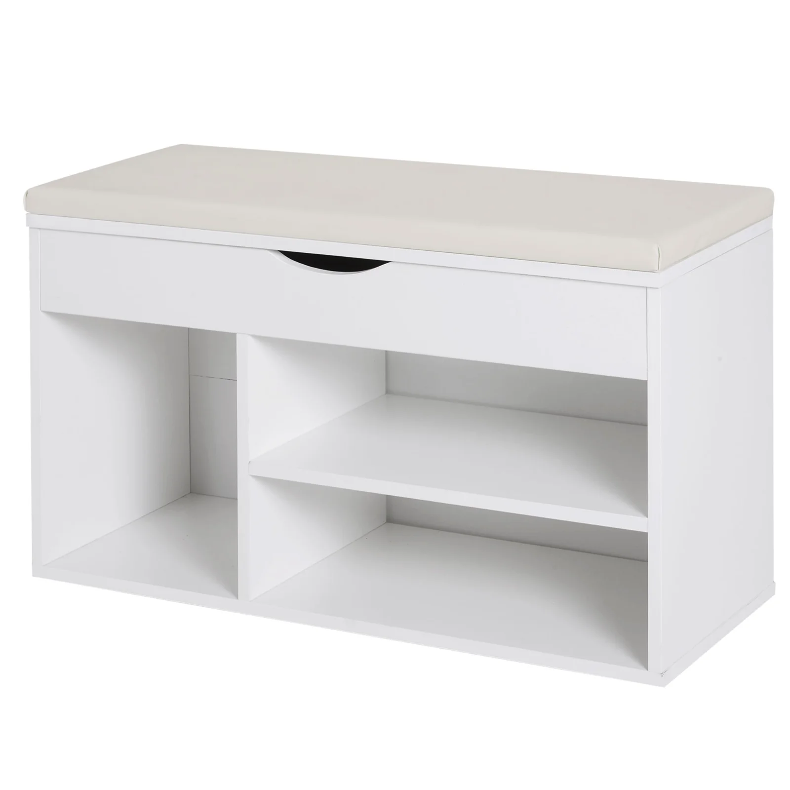 HOMCOM Dulap pentru Pantofi, Bancă cu Scaun Căptușit, Rabatabil, pentru Hol, 80x30x47 cm, Alb | Aosom Romania HOMCOM Dulap pentru Pantofi, Bancă cu Scaun Căptușit, Rabatabil, pentru Hol, 80x30x47 cm, Alb | Aosom Romania