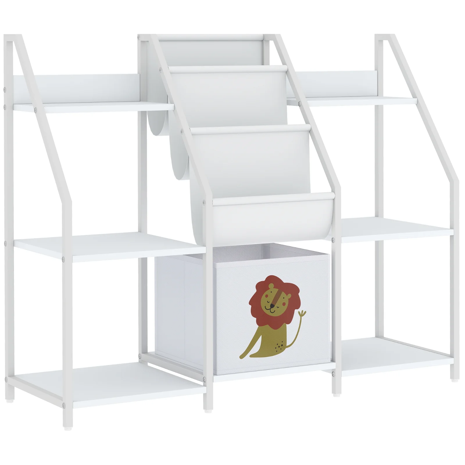 AIYAPLAY Bibliotecă și Organizator de Jucării pentru Copii, Metal, PAL, 93 x 30 x 76 cm, Alb | Aosom Romania AIYAPLAY Bibliotecă și Organizator de Jucării pentru Copii, Metal, PAL, 93 x 30 x 76 cm, Alb | Aosom Romania