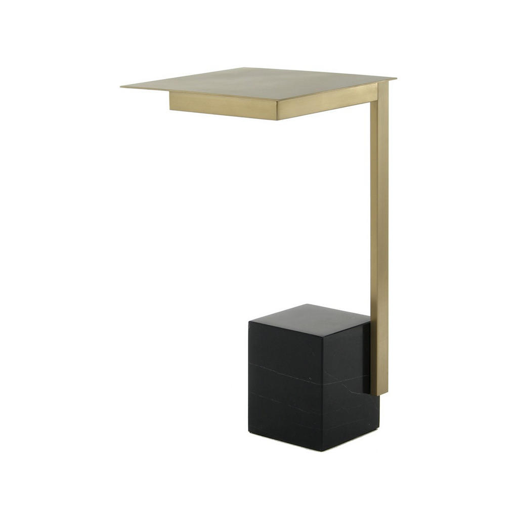 Masă Auxiliară din metal, sticlă, piatră, 46/46/54 cm Masă Auxiliară din metal, sticlă, piatră, 46/46/54 cm
