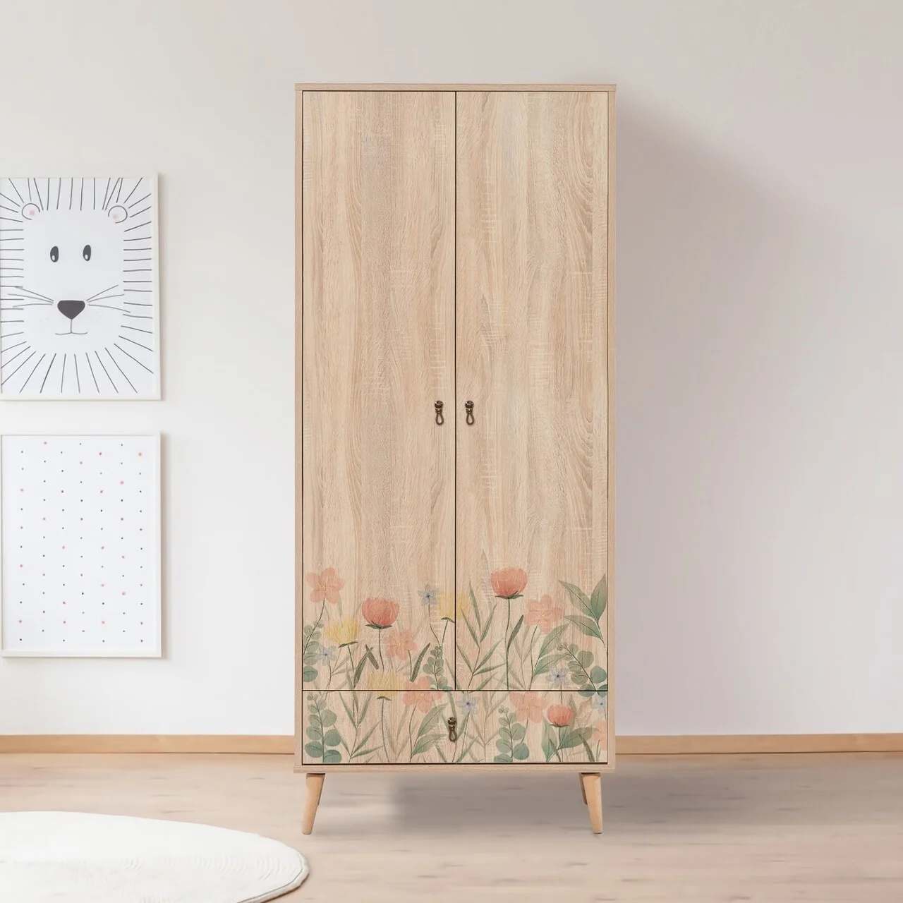 Dulap pentru haine, Vella, City Tulip, 80 x 190 x 45 cm, pal melaminat, multicolor Dulap pentru haine, Vella, City Tulip, 80 x 190 x 45 cm, pal melaminat, multicolor
