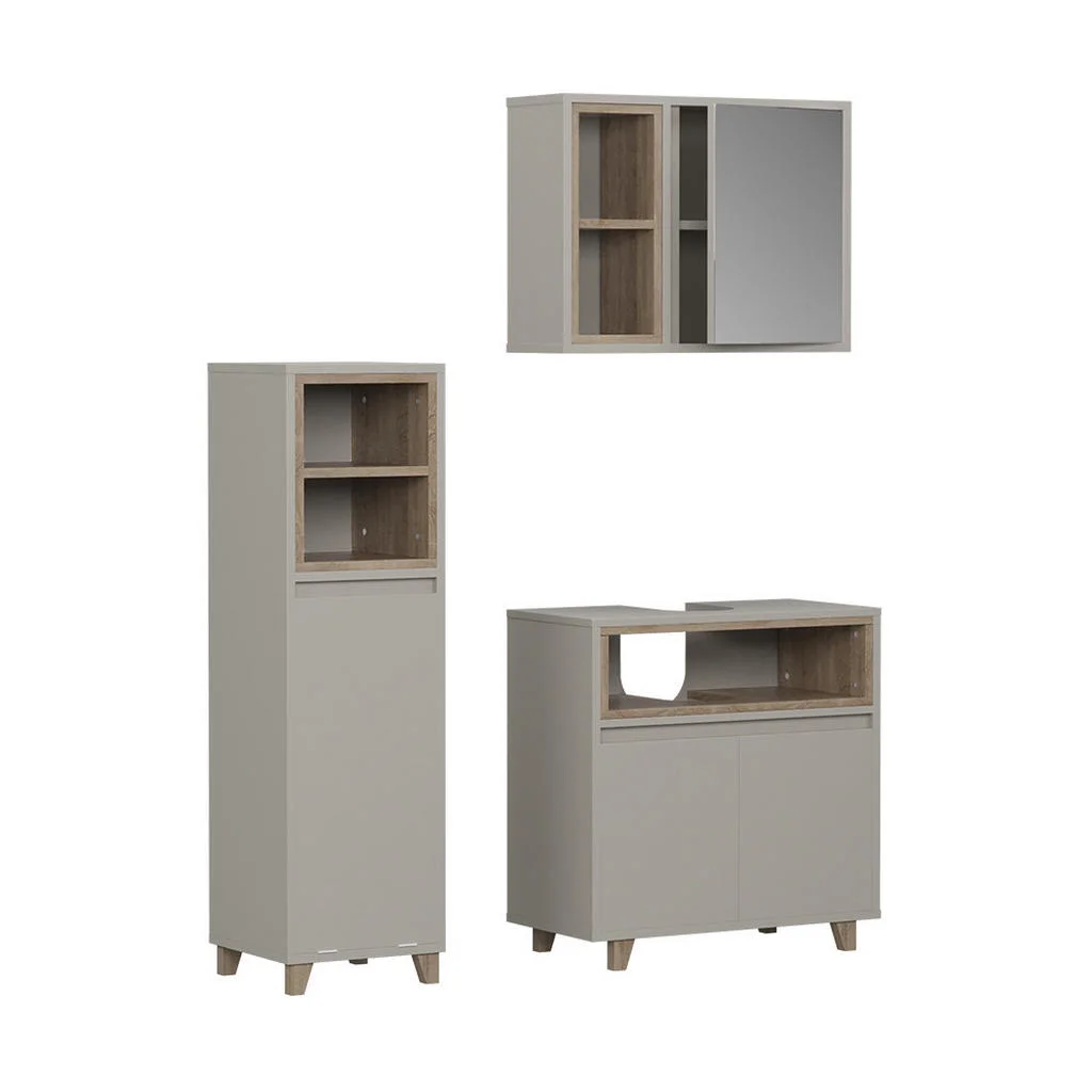 SET MOBILIER BAIE Elnor, Greige, 3 piese SET MOBILIER BAIE Elnor, Greige, 3 piese