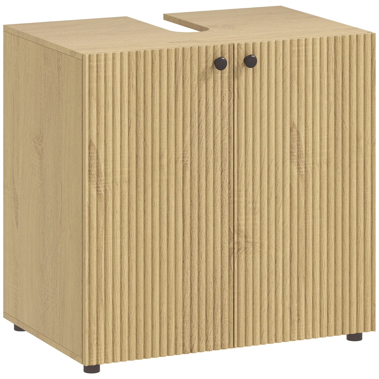 HOMCOM Dulap sub lavoar pentru baie, 2 uși soft-close, poliță reglabilă, pentru lavoare fără coloană, stejar | Aosom Romania HOMCOM Dulap sub lavoar pentru baie, 2 uși soft-close, poliță reglabilă, pentru lavoare fără coloană, stejar | Aosom Romania