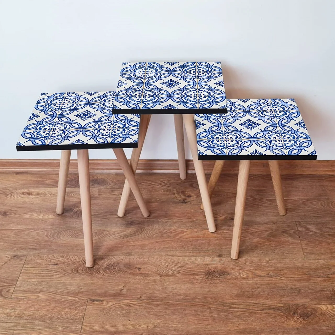 Set masute 3 piese, Hanah Home, 3Shp41, Bleumarin / Albastru / Alb Set masute 3 piese, Hanah Home, 3Shp41, Bleumarin / Albastru / Alb