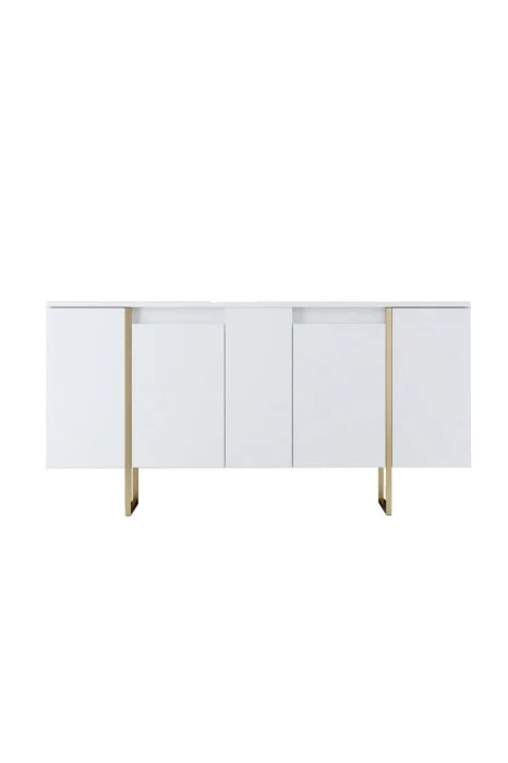 Comoda LUXE, alb + auriu, 160x35x80 cm