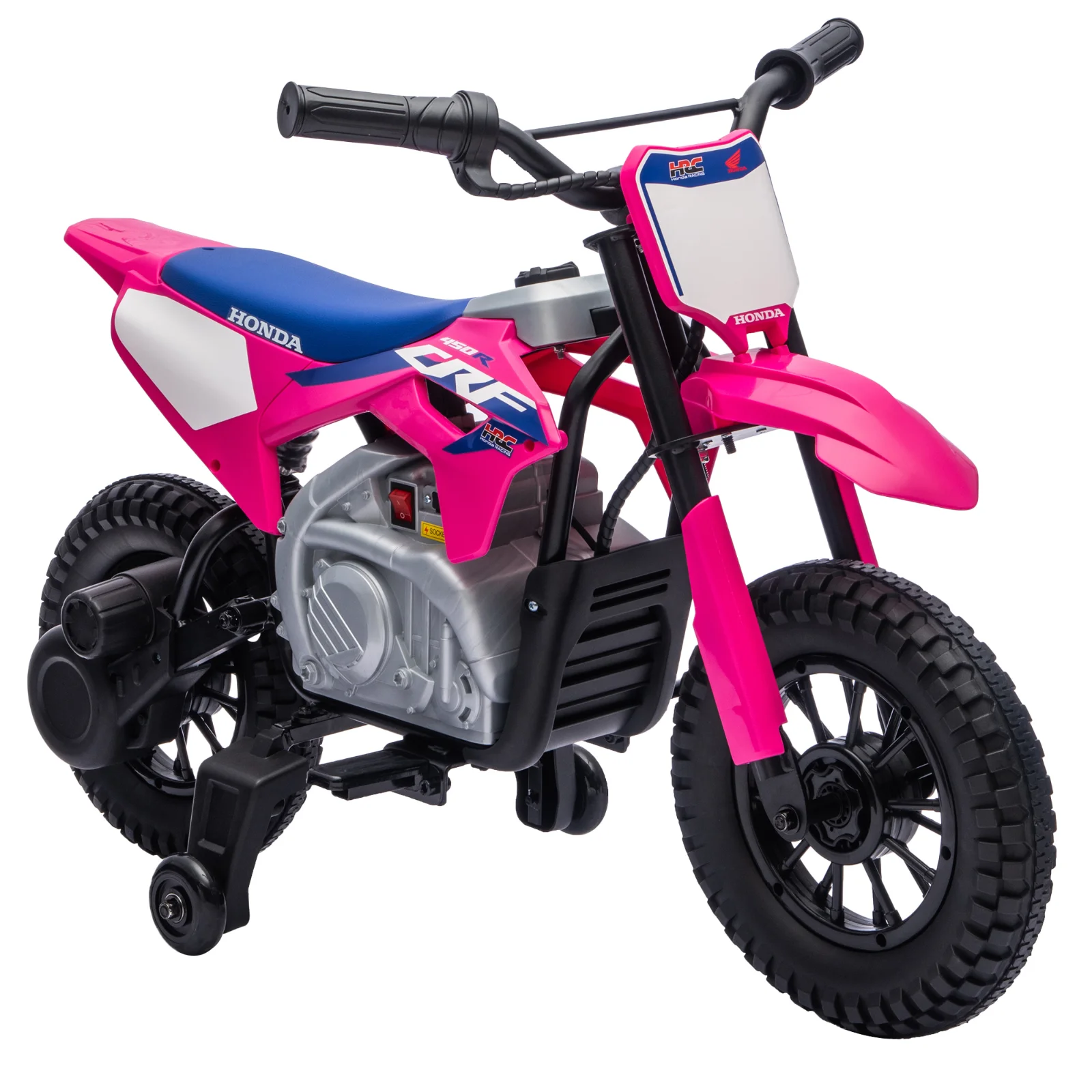 AIYAPLAY Motocicletă electrică pentru copii 3+ ani, licență Honda CRF 450R, 12V, baterie litiu, cu suspensii, roz | Aosom Romania AIYAPLAY Motocicletă electrică pentru copii 3+ ani, licență Honda CRF 450R, 12V, baterie litiu, cu suspensii, roz | Aosom Romania