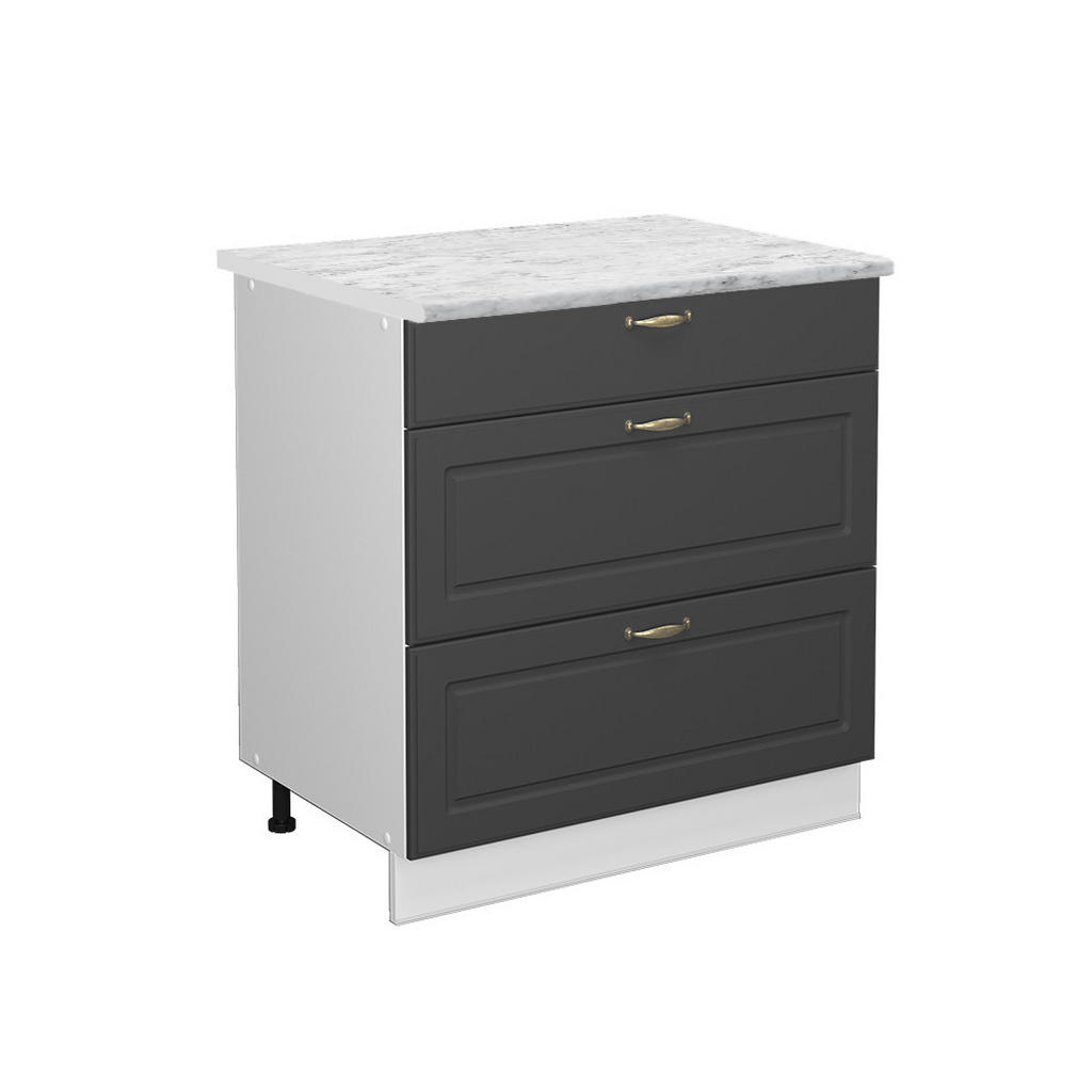 DULAP DE BAZĂ DE BUCĂTĂRIE Fame-Line Aur antracit 80 cm cu 3 sertare, marmura AP DULAP DE BAZĂ DE BUCĂTĂRIE Fame-Line Aur antracit 80 cm cu 3 sertare, marmura AP