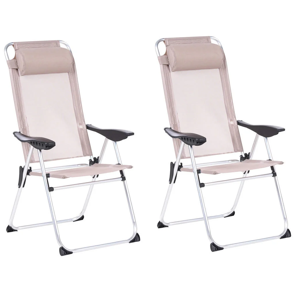 SCAUN DE GRĂDINĂ set de 2 pliabil metal bej Asine SCAUN DE GRĂDINĂ set de 2 pliabil metal bej Asine