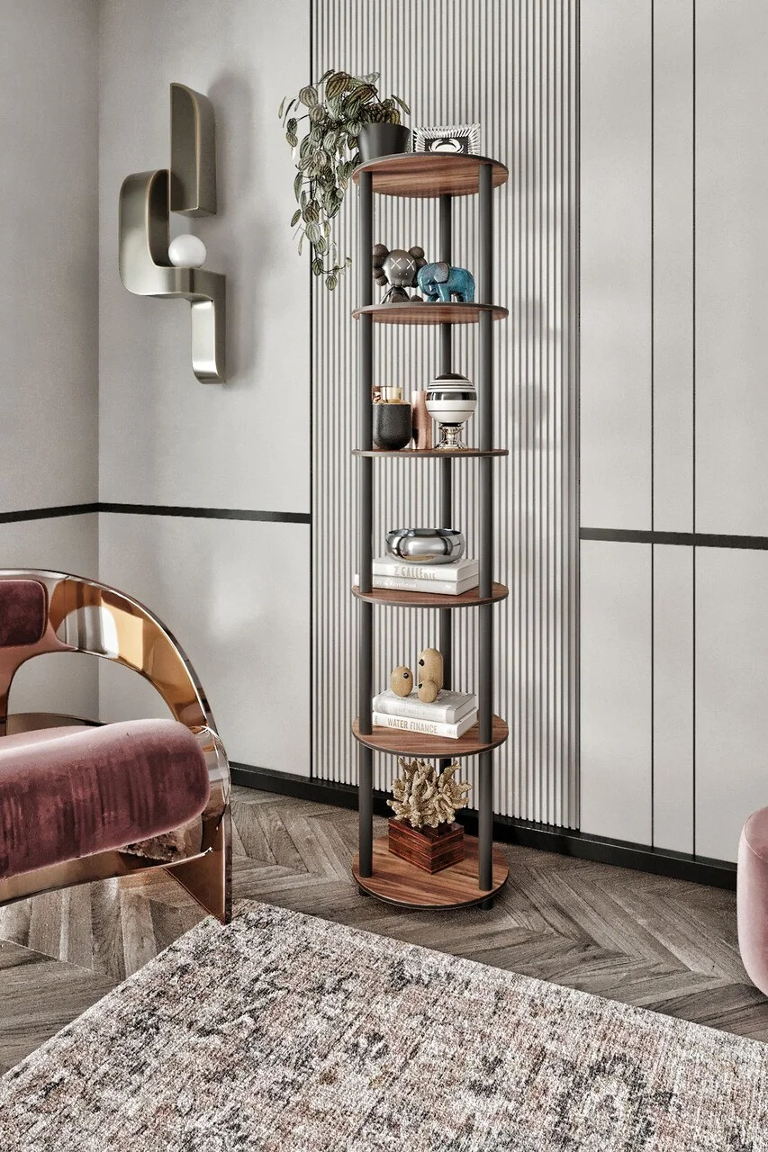 Corp biblioteca, Hanah Home, Bookcase 6 Layer Round, 34x175x34 cm, MDF , Maro Corp biblioteca, Hanah Home, Bookcase 6 Layer Round, 34x175x34 cm, MDF , Maro