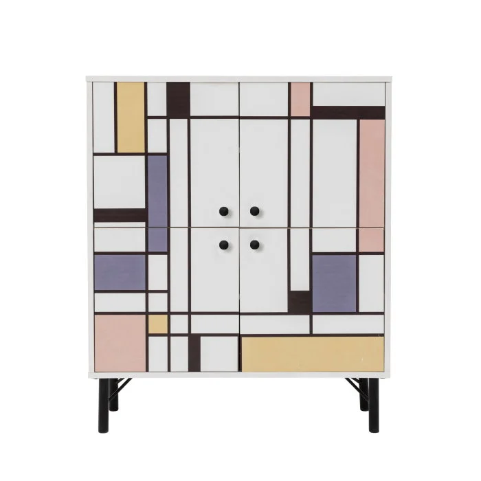 Comoda MULTILUX MIDIA, alb + maro + mov + galben, 95x36x111 cm Comoda MULTILUX MIDIA, alb + maro + mov + galben, 95x36x111 cm