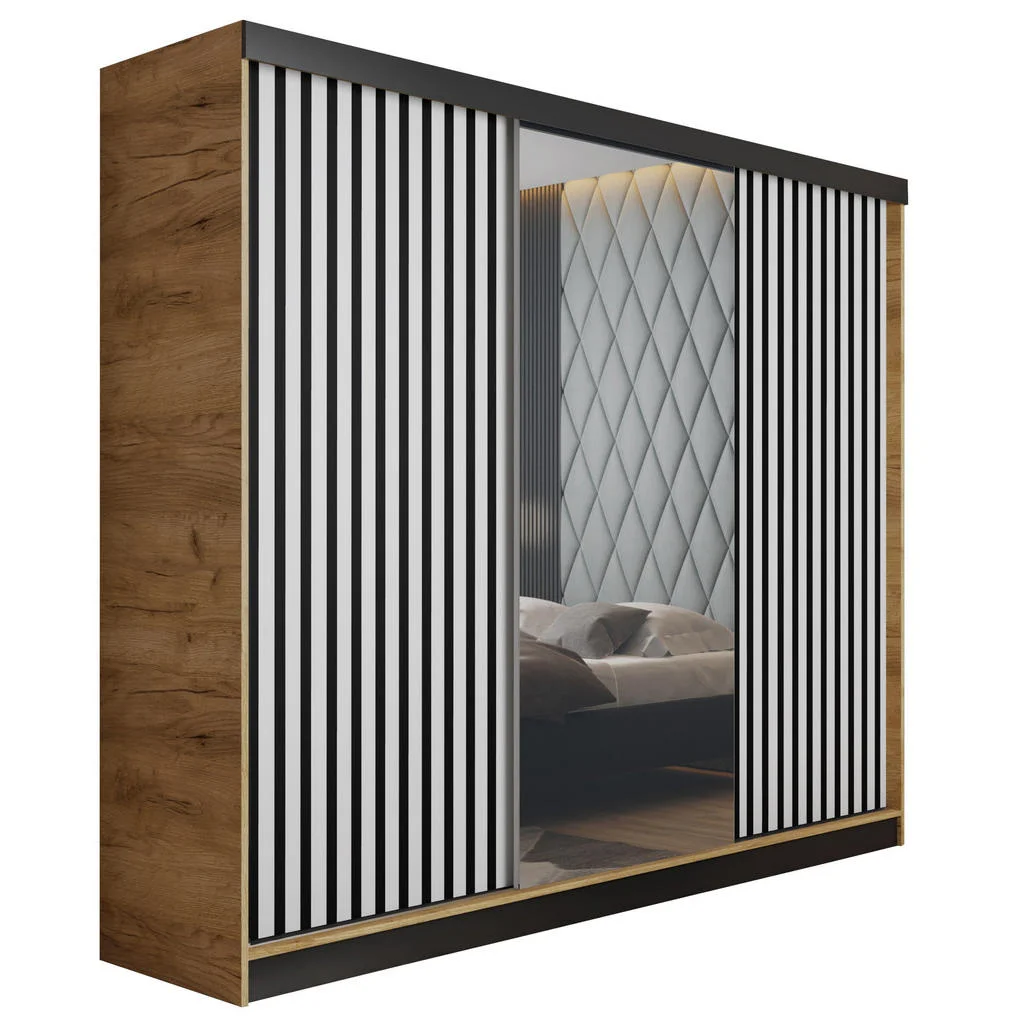 SIFONIER CU USI GLISANTE MALANI – 200x205x59 cm – Stejar Craft Auriu si Alb SIFONIER CU USI GLISANTE MALANI – 200x205x59 cm – Stejar Craft Auriu si Alb