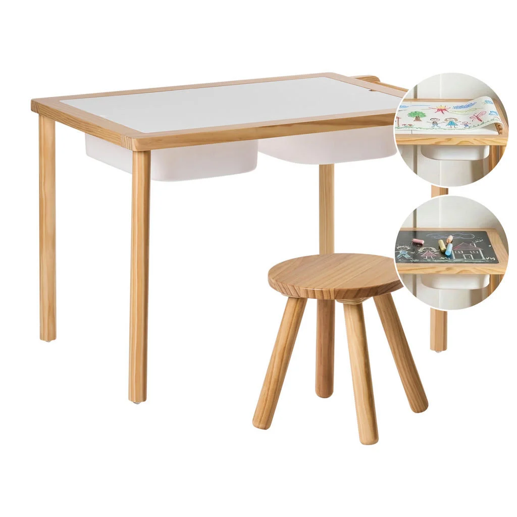 MASĂ PENTRU COPII și Stuhlset maro deschisă Montessori cu spațiu de depozitare Kempsey MASĂ PENTRU COPII și Stuhlset maro deschisă Montessori cu spațiu de depozitare Kempsey