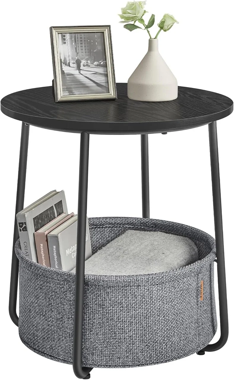 Masuta pentru cafea Vasagle, D45 x 51 cm, PAL/otel/poliester, negru/gri ardezie Masuta pentru cafea Vasagle, D45 x 51 cm, PAL/otel/poliester, negru/gri ardezie