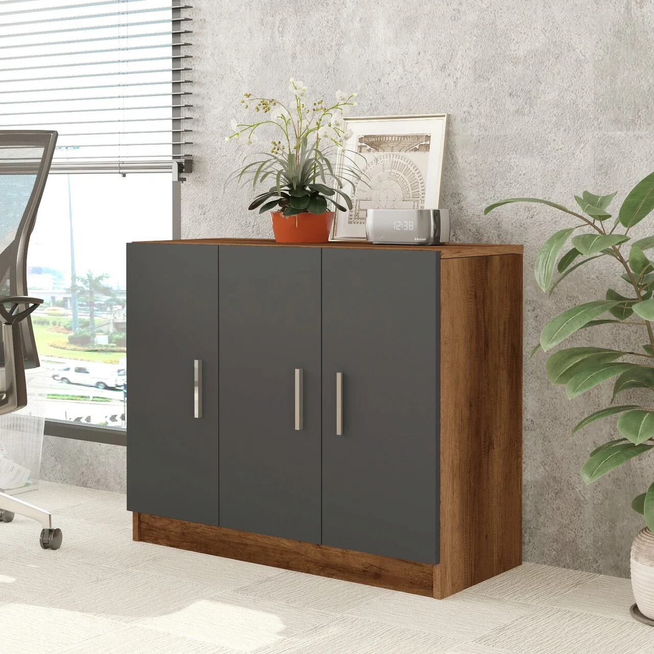 Dulap multifunctional, Hanah Home, Vo5-Ba, 89.1x73.8x38.1 cm, Nuc / Antracit Dulap multifunctional, Hanah Home, Vo5-Ba, 89.1x73.8x38.1 cm, Nuc / Antracit