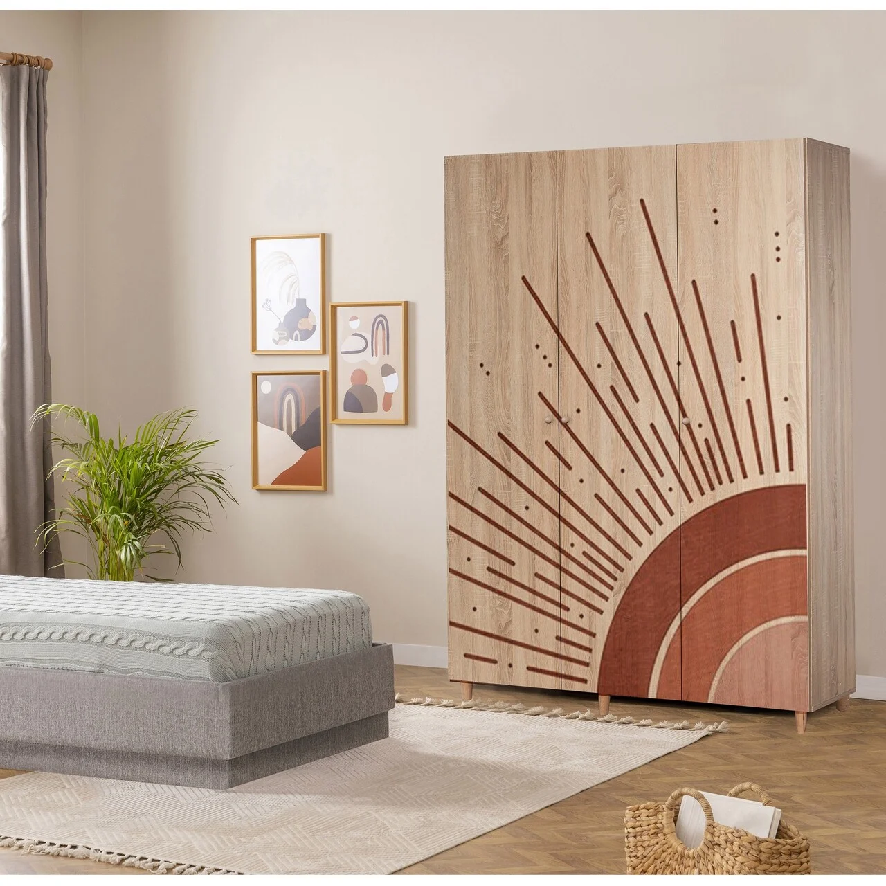 Dulap pentru haine, Hanah Home, Lena 3 -970, 135x192x52 cm, Sonomo Dulap pentru haine, Hanah Home, Lena 3 -970, 135x192x52 cm, Sonomo