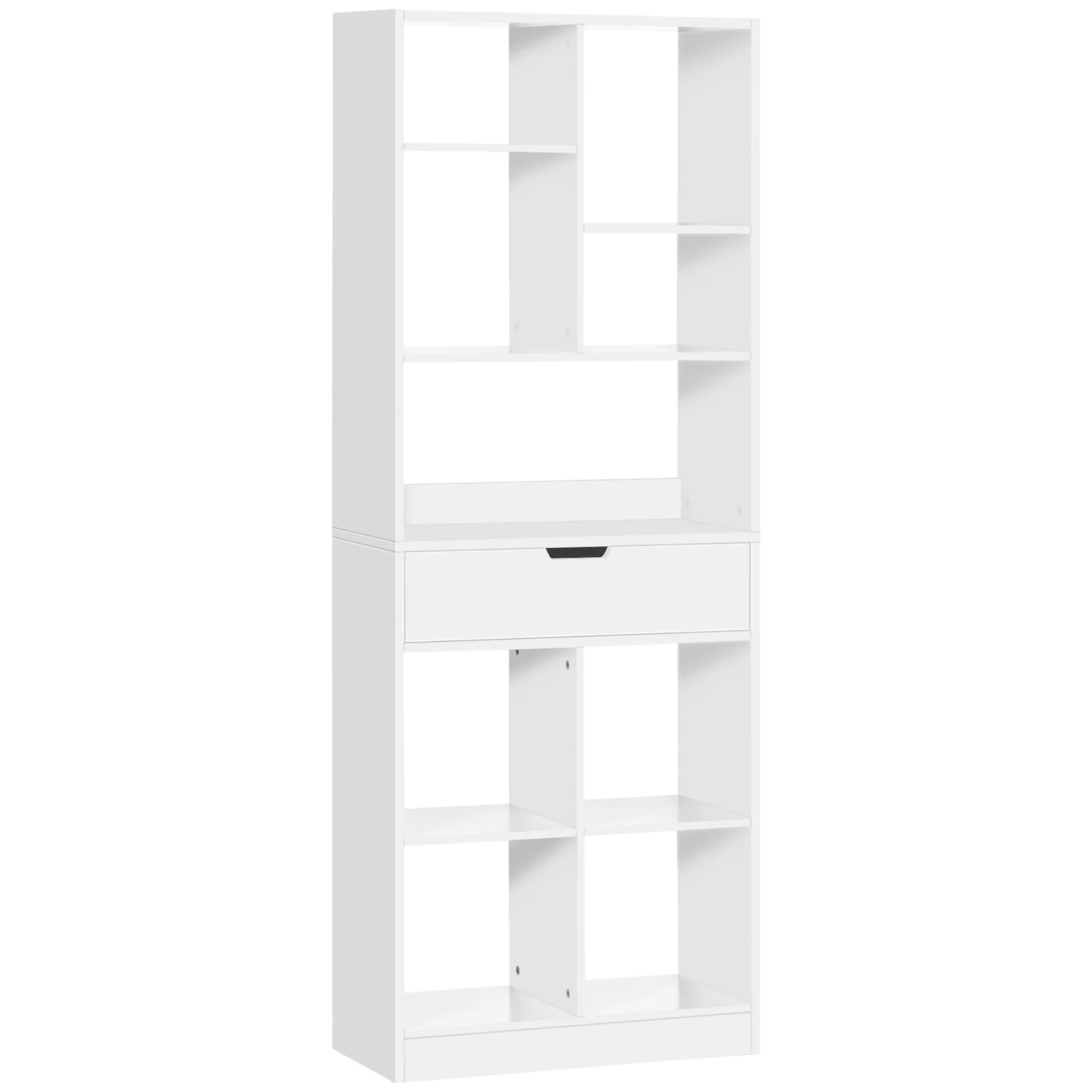 HOMCOM Bibliotecă mobilier de depozitare cu sertar și rafturi deschise, 60 x 26 x 158 cm, alb | Aosom Romania HOMCOM Bibliotecă mobilier de depozitare cu sertar și rafturi deschise, 60 x 26 x 158 cm, alb | Aosom Romania